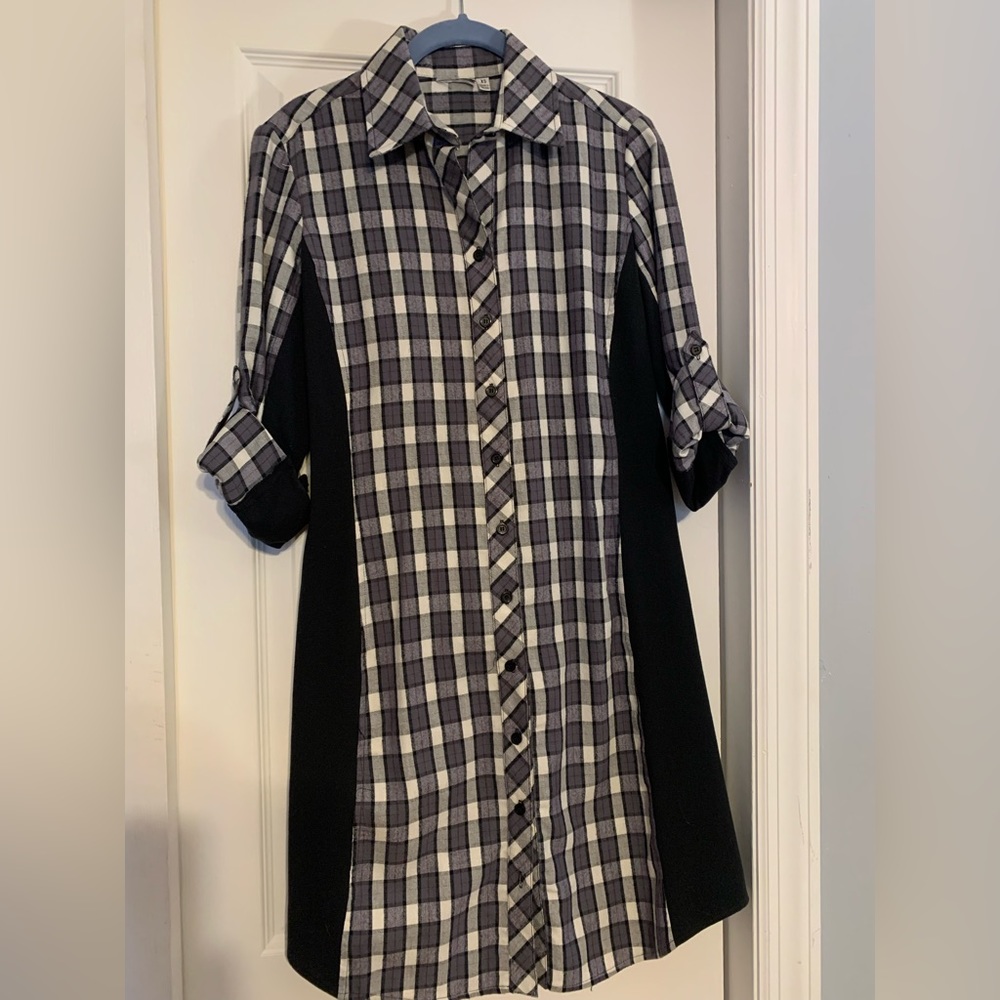 Plaid button front dress size XS